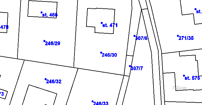 Parcela st. 246/30 v KÚ Minkovice, Katastrální mapa