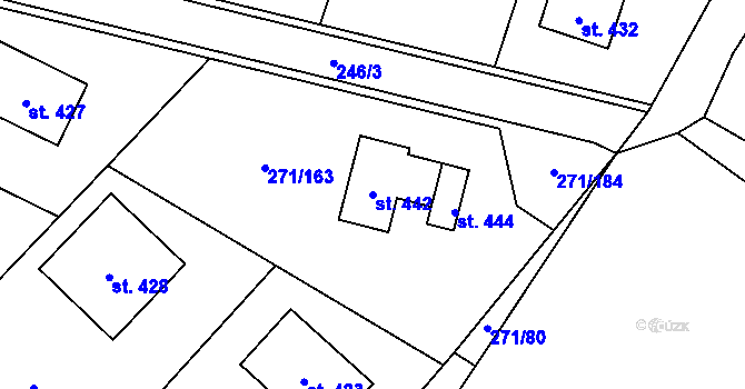 Parcela st. 442 v KÚ Minkovice, Katastrální mapa