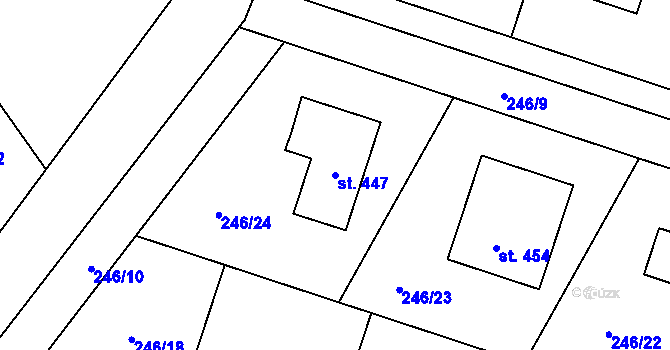 Parcela st. 447 v KÚ Minkovice, Katastrální mapa