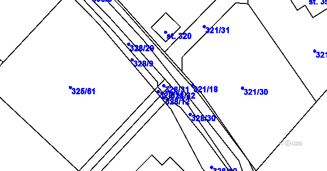 Parcela st. 328/31 v KÚ Minkovice, Katastrální mapa