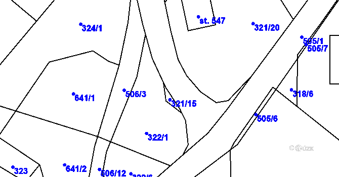 Parcela st. 321/57 v KÚ Minkovice, Katastrální mapa