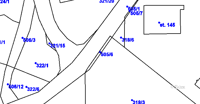 Parcela st. 505/6 v KÚ Minkovice, Katastrální mapa