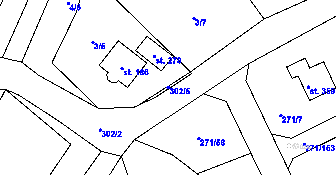 Parcela st. 302/5 v KÚ Minkovice, Katastrální mapa
