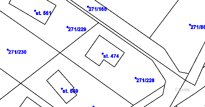 Parcela st. 474 v KÚ Minkovice, Katastrální mapa