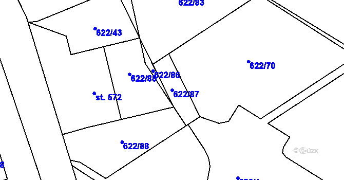 Parcela st. 622/87 v KÚ Minkovice, Katastrální mapa