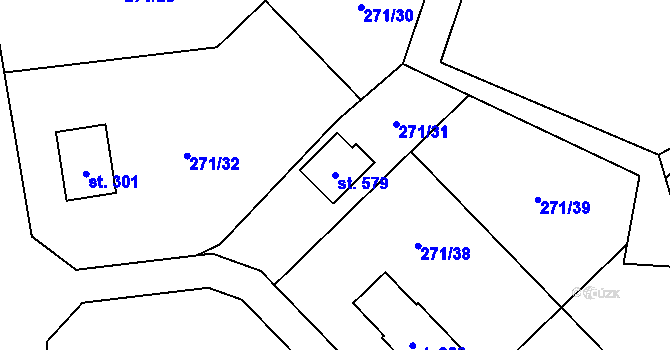 Parcela st. 579 v KÚ Minkovice, Katastrální mapa