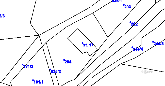 Parcela st. 17 v KÚ Rašovka, Katastrální mapa