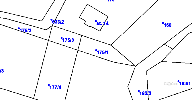 Parcela st. 175/1 v KÚ Rašovka, Katastrální mapa