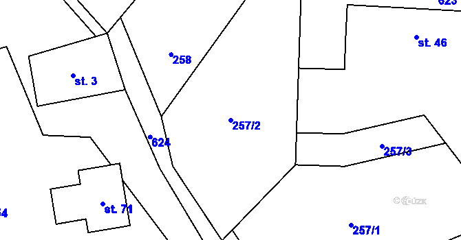 Parcela st. 257/2 v KÚ Rašovka, Katastrální mapa