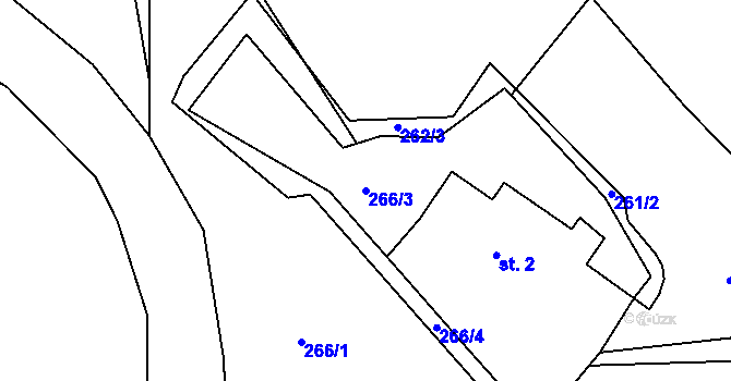 Parcela st. 266/3 v KÚ Rašovka, Katastrální mapa