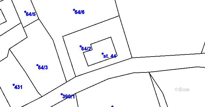 Parcela st. 44 v KÚ Šimonovice, Katastrální mapa