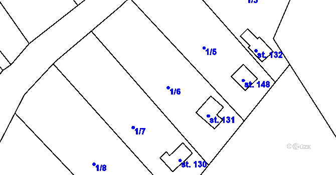 Parcela st. 1/6 v KÚ Šimonovice, Katastrální mapa