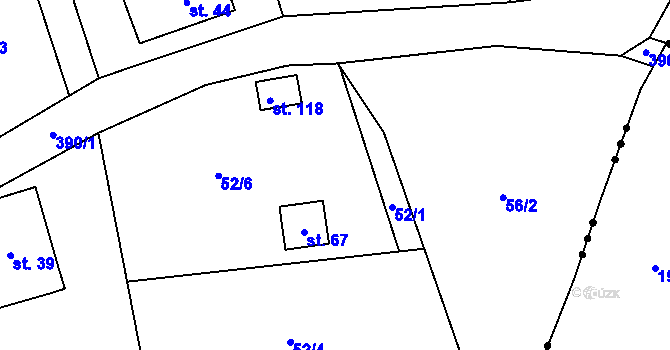 Parcela st. 52/5 v KÚ Šimonovice, Katastrální mapa