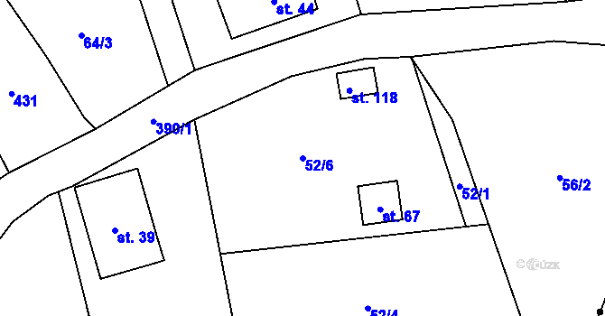 Parcela st. 52/6 v KÚ Šimonovice, Katastrální mapa