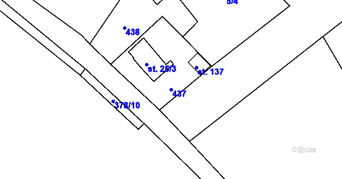Parcela st. 437 v KÚ Šimonovice, Katastrální mapa