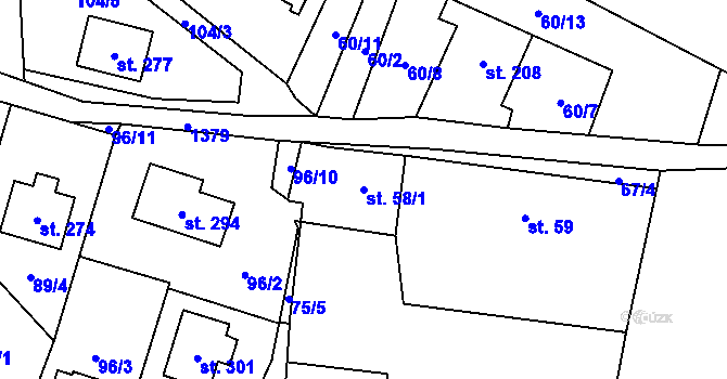 Parcela st. 58/1 v KÚ Krásná Lípa u Šindelové, Katastrální mapa