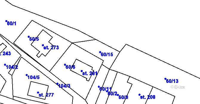 Parcela st. 60/15 v KÚ Krásná Lípa u Šindelové, Katastrální mapa