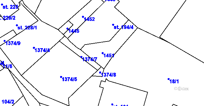 Parcela st. 194/2 v KÚ Krásná Lípa u Šindelové, Katastrální mapa