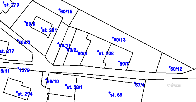 Parcela st. 208 v KÚ Krásná Lípa u Šindelové, Katastrální mapa