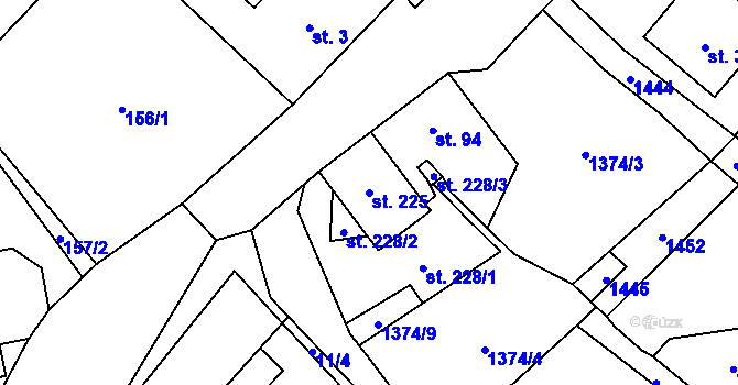 Parcela st. 225 v KÚ Krásná Lípa u Šindelové, Katastrální mapa