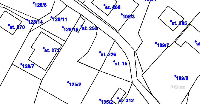 Parcela st. 226 v KÚ Krásná Lípa u Šindelové, Katastrální mapa