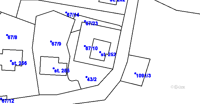 Parcela st. 252 v KÚ Krásná Lípa u Šindelové, Katastrální mapa
