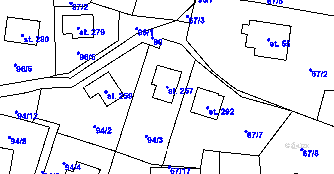 Parcela st. 257 v KÚ Krásná Lípa u Šindelové, Katastrální mapa