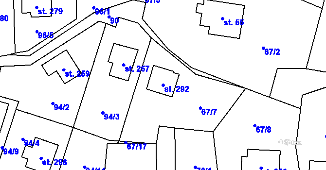 Parcela st. 292 v KÚ Krásná Lípa u Šindelové, Katastrální mapa