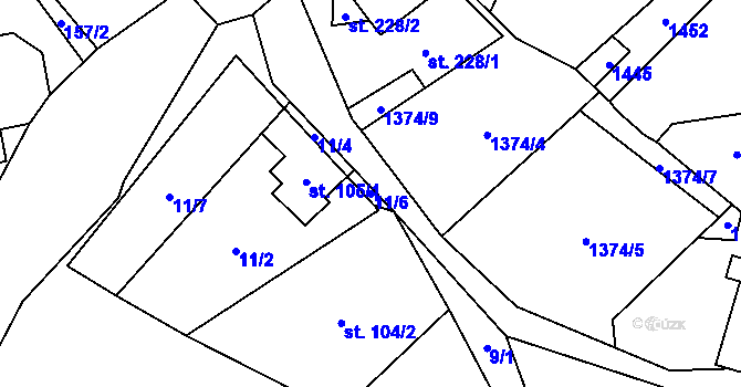 Parcela st. 11/6 v KÚ Krásná Lípa u Šindelové, Katastrální mapa