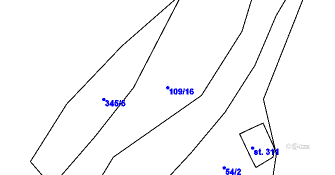 Parcela st. 109/16 v KÚ Krásná Lípa u Šindelové, Katastrální mapa