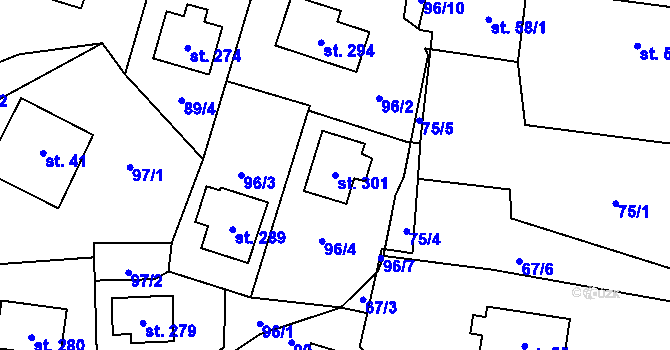 Parcela st. 301 v KÚ Krásná Lípa u Šindelové, Katastrální mapa