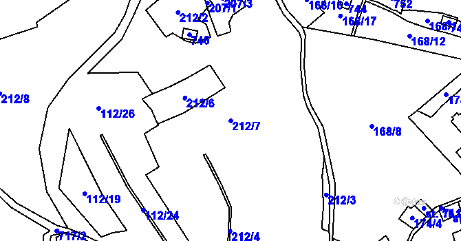 Parcela st. 212/7 v KÚ Obora u Šindelové, Katastrální mapa