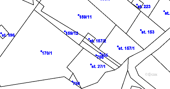 Parcela st. 157/4 v KÚ Obora u Šindelové, Katastrální mapa