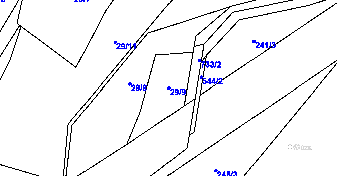 Parcela st. 29/9 v KÚ Obora u Šindelové, Katastrální mapa
