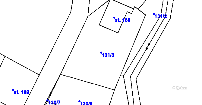 Parcela st. 131/3 v KÚ Obora u Šindelové, Katastrální mapa