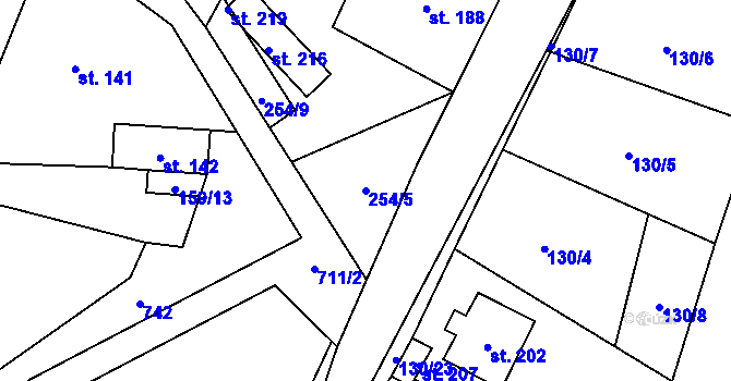 Parcela st. 254/5 v KÚ Obora u Šindelové, Katastrální mapa