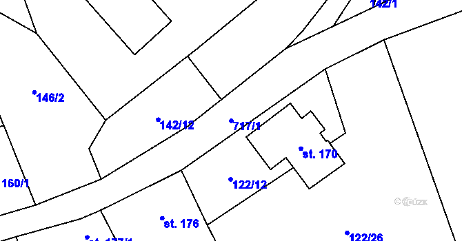 Parcela st. 717/1 v KÚ Obora u Šindelové, Katastrální mapa