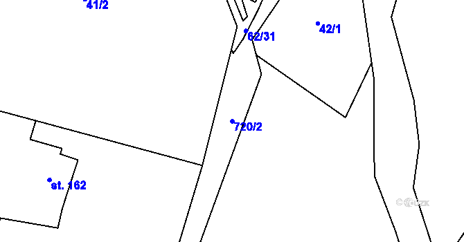 Parcela st. 720/2 v KÚ Obora u Šindelové, Katastrální mapa