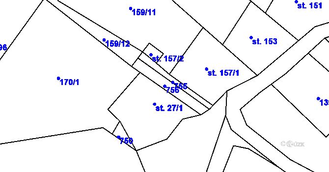 Parcela st. 756 v KÚ Obora u Šindelové, Katastrální mapa