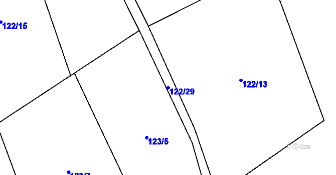 Parcela st. 122/29 v KÚ Obora u Šindelové, Katastrální mapa