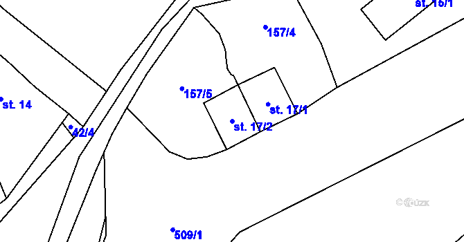 Parcela st. 17/2 v KÚ Šindelová, Katastrální mapa