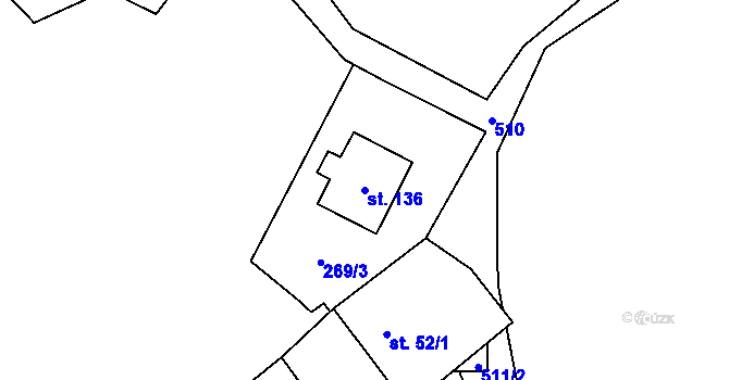 Parcela st. 136 v KÚ Šindelová, Katastrální mapa
