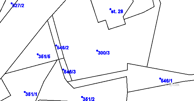 Parcela st. 300/3 v KÚ Šindelová, Katastrální mapa