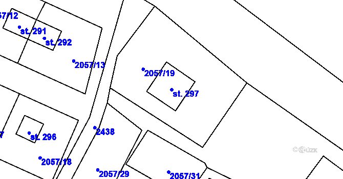 Parcela st. 297 v KÚ Milíře u Šindelové, Katastrální mapa