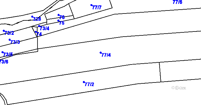Parcela st. 77/4 v KÚ Milíčov, Katastrální mapa