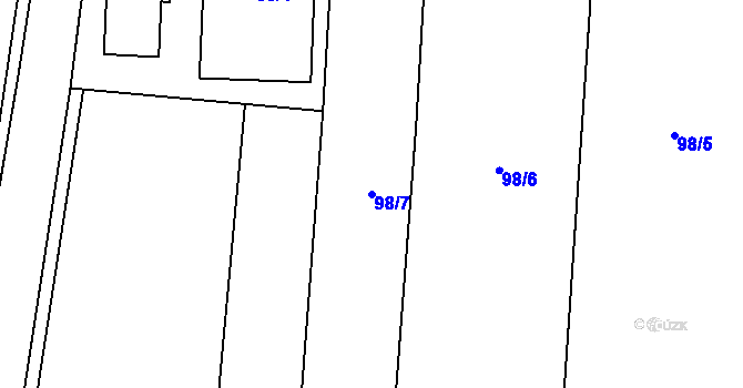 Parcela st. 98/7 v KÚ Milíčov, Katastrální mapa
