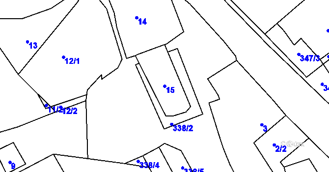 Parcela st. 15 v KÚ Šípy, Katastrální mapa