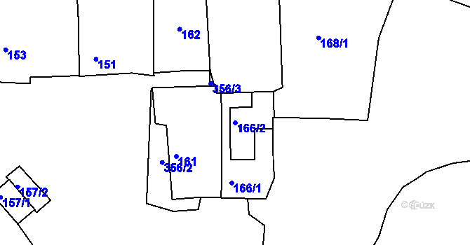 Parcela st. 166/2 v KÚ Šípy, Katastrální mapa