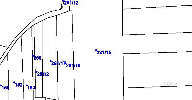 Parcela st. 281/15 v KÚ Šípy, Katastrální mapa
