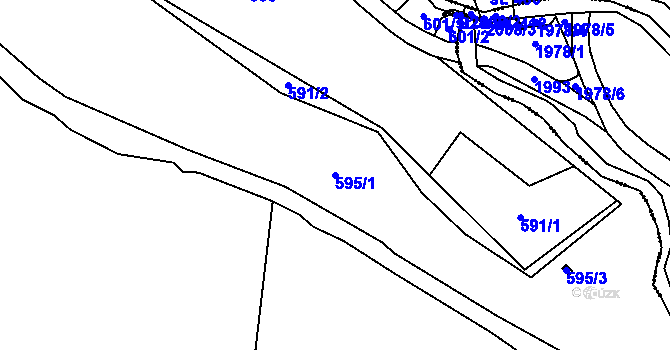 Parcela st. 595/1 v KÚ Skrbovice, Katastrální mapa